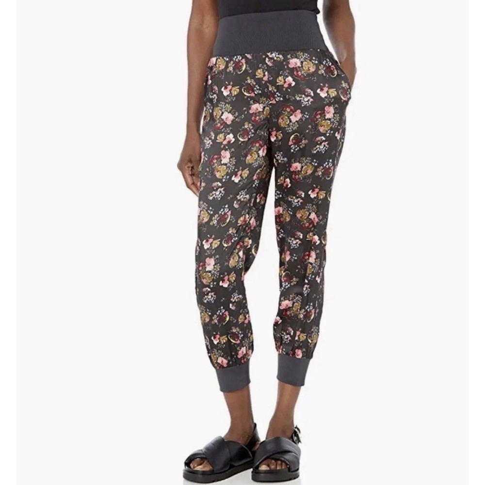 Cinq a Sept Floral Giles‎ Pants S Slim Fit Pull On Rib Knit Trim Stretch Garden